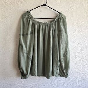 Max Studio Sage Green Blouse Balloon Sleeves